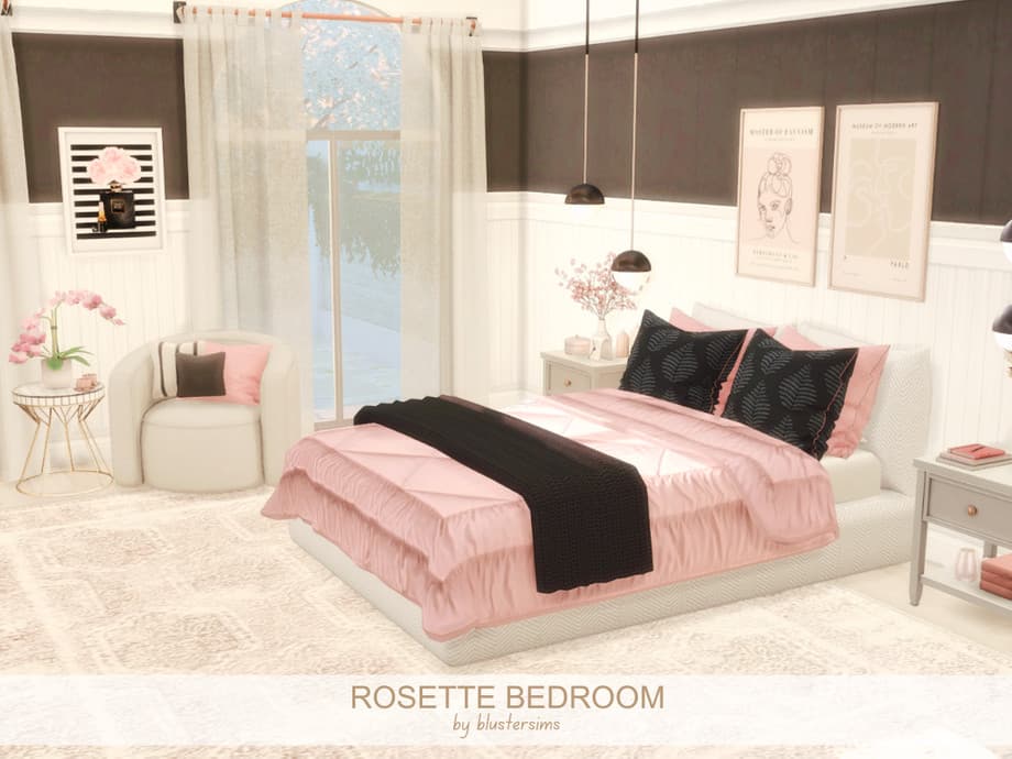 Скриншот мода Спальня Rosette Bedroom (CC лот)